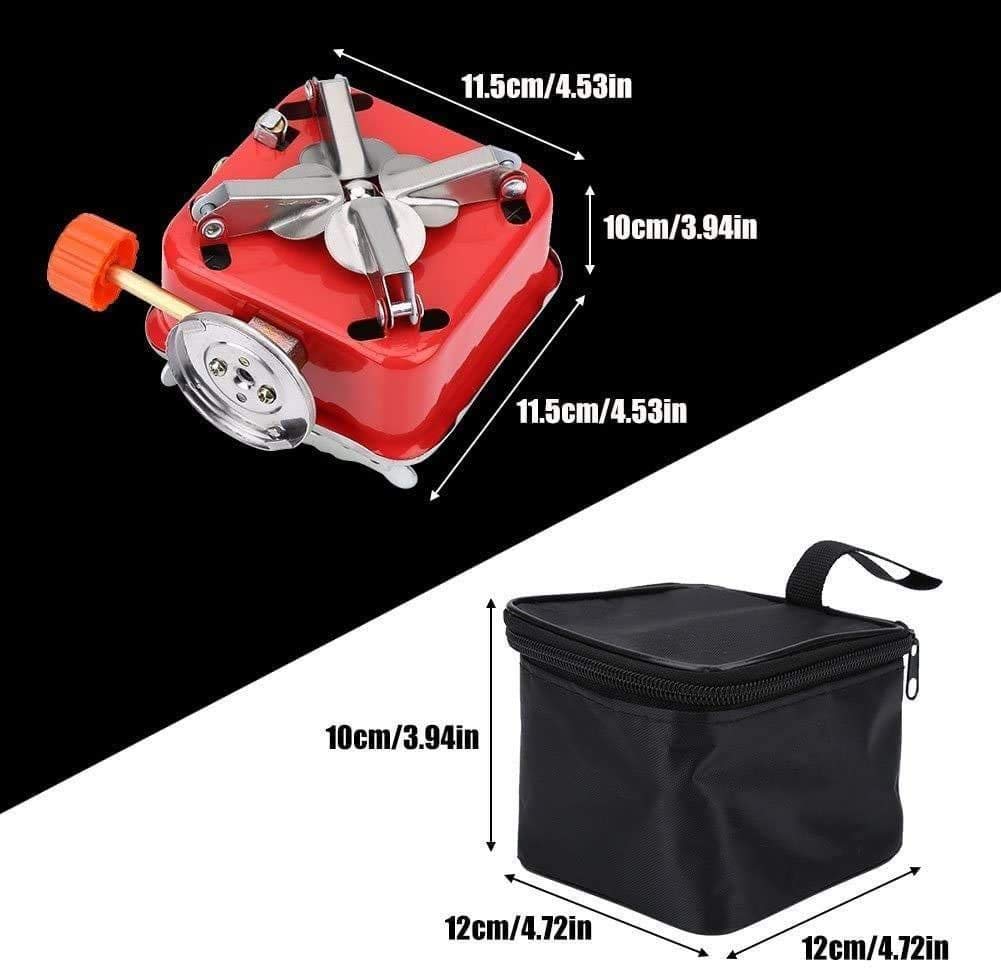 deevudi Portable Gas Stove And Picnic Butane Gas Burner For Outdoor Camping, Hiking, Travelling, To Cooking The Food | Stainless Steel Cylinder, Folding Furnace, Camping Equipment, Gastove With Pouch